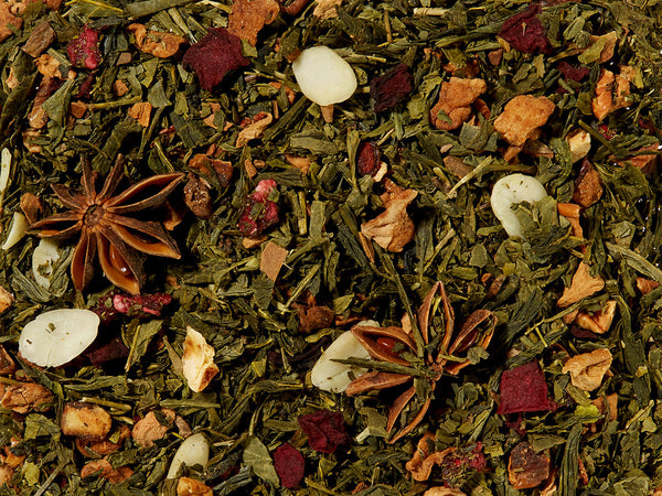 Grünteemischung Sencha Winter Granatapfel -Zimt-Note aromatisiert