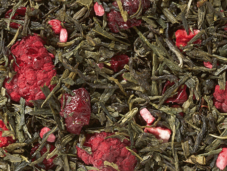 Grün.- Weiß Teemischung Sencha Orchideenbeere Erdbeere-Rhabarber-Note aromatisiert