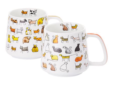 Becher "Dodo & Bodo" Porzellan, 2-fach sortiert 0,35 l