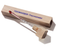 Teewasser-Thermometer im Holzschuber, Länge ca. 9 cm