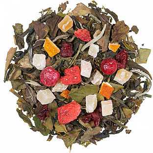 Tempel der Götter® Weißer Tee Mischung mit Fruchtstücken, Lychee-Pfirsich-Geschmack aromatisiert