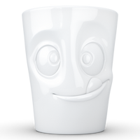 Gesichtertasse Fiftyeight Henkelbecher "Lecker"  350ml weiß, Porzellan T_01_86_01