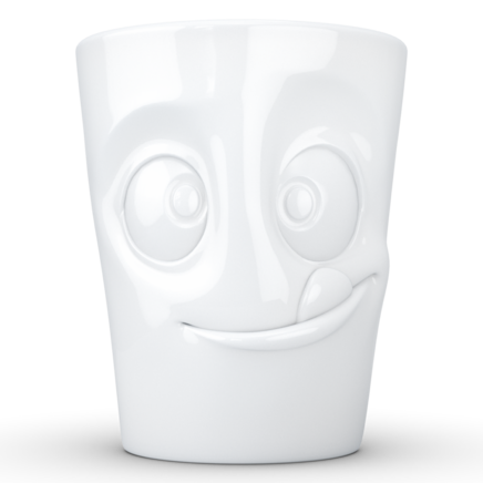 Gesichtertasse Fiftyeight Henkelbecher "Lecker"  350ml weiß, Porzellan T_01_86_01