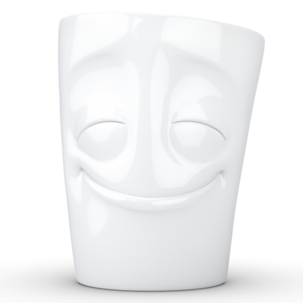 Gesichtertasse Fiftyeight Henkelbecher "Vergnügt"  350ml weiß, Porzellan T_01_83_01